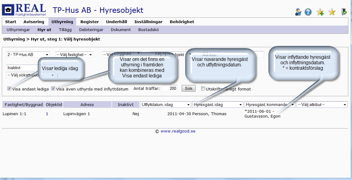 Hyr ut lediga hyresobjekt